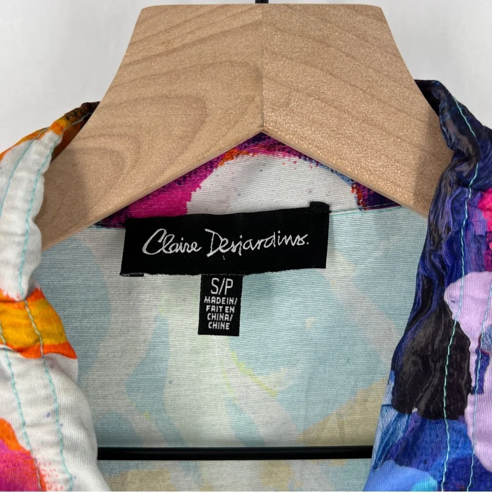Claire Desjardins Colorful‎ Abstract Sleeveless Button Front Tunic Lagenlook - Picture 2 of 16